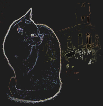 Katze vor Burg